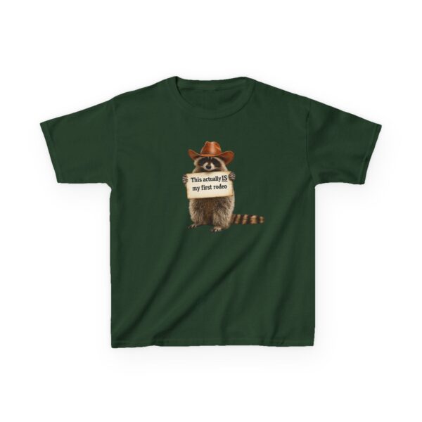 10076413325074535665_2048.jpeg Kids Raccoon Tee "This Actually Is My First Rodeo" – Funny Western Children's T-Shirt