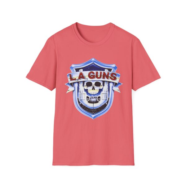 10256212579974587533_2048.jpeg LA Guns Skull Shield T-Shirt | Rock Band Logo Tee