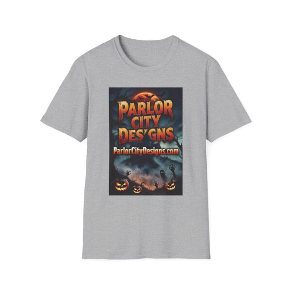 10993099328765561133_2048.jpeg Parlor City Halloween T-Shirt — Haunted Castle Pumpkin Graphic Tee