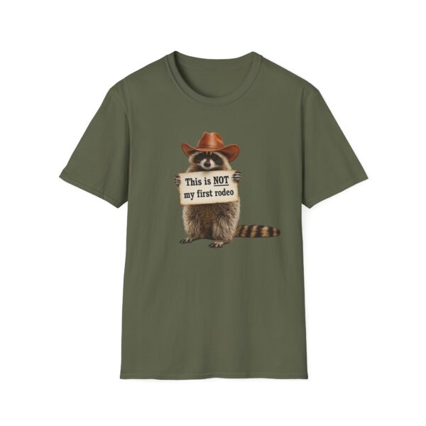 1159988209846572382_2048.jpeg Raccoon Cowboy T‑Shirt — "This Is NOT My First Rodeo" Funny Western Tee