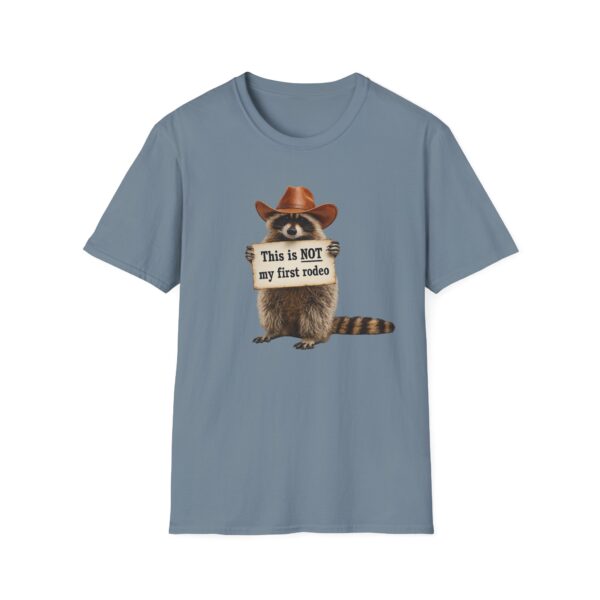 11715018378960419881_2048.jpeg Raccoon Cowboy T‑Shirt — "This Is NOT My First Rodeo" Funny Western Tee