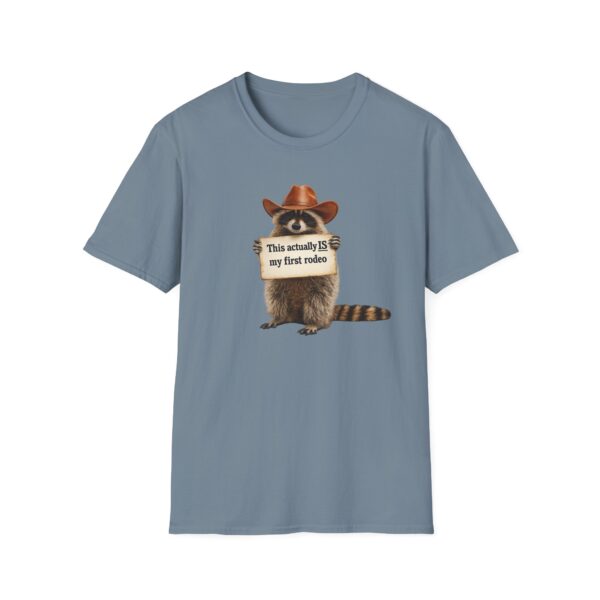 119139750281856410_2048.jpeg Raccoon Rodeo T‑Shirt — "This actually IS my first rodeo" Cute Western Graphic Tee