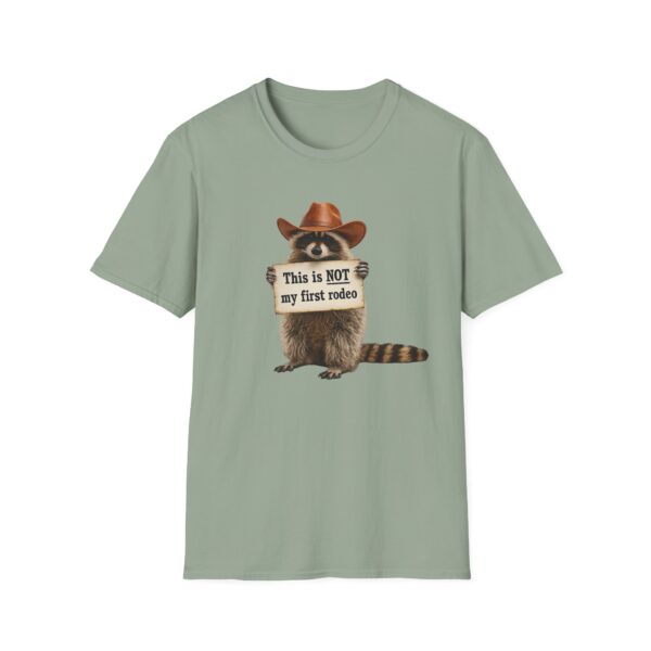 1222977063586774471_2048.jpeg Raccoon Cowboy T‑Shirt — "This Is NOT My First Rodeo" Funny Western Tee