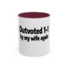 1266737519200185552_2048.jpeg Humorous Coffee Mug - "Outvoted 1-1 by My Wife Again" (11oz/15oz)