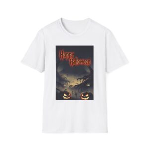 13448013989359185617_2048.jpeg Halloween T-Shirt — "Happy Halloween" Spooky Jack-o'-Lanterns Graphic