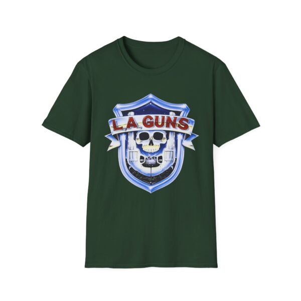 13565305201748068360_2048.jpeg LA Guns Skull Shield T-Shirt | Rock Band Logo Tee