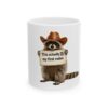 17177061326628686174_2048.jpeg Raccoon Cowboy Mug - "This actually IS my first rodeo" Ceramic Coffee Cup (11oz/15oz)