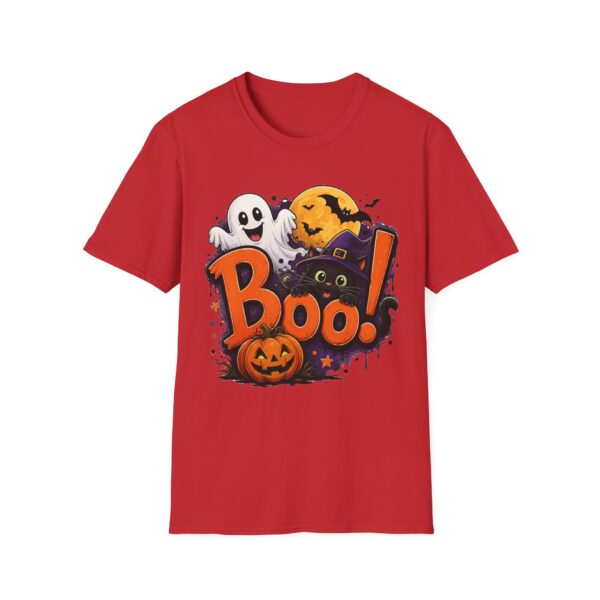 17691315107654546218_2048.jpeg Halloween 'Boo!' T-Shirt — Cute Ghost, Black Cat & Pumpkin Graphic Tee