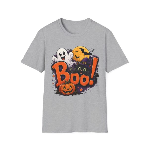 18145245311514421094_2048.jpeg Halloween 'Boo!' T-Shirt — Cute Ghost, Black Cat & Pumpkin Graphic Tee