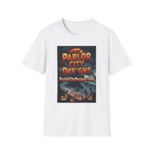 2132457881807151001_2048.jpeg Parlor City Halloween T-Shirt — Haunted Castle Pumpkin Graphic Tee