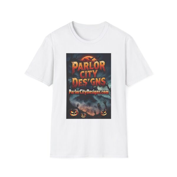 2132457881807151001_2048.jpeg Parlor City Halloween T-Shirt — Haunted Castle Pumpkin Graphic Tee