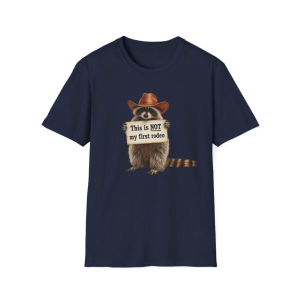 2306740436775914062_2048.jpeg Raccoon Cowboy T‑Shirt — "This Is NOT My First Rodeo" Funny Western Tee