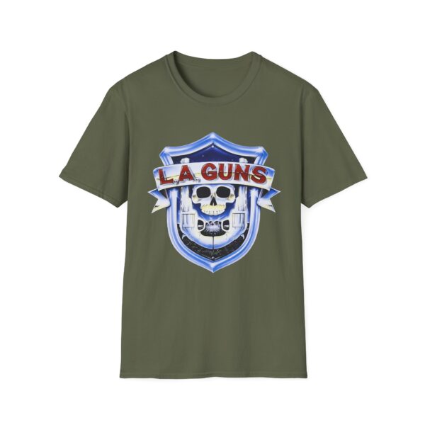 354411169150782547_2048.jpeg LA Guns Skull Shield T-Shirt | Rock Band Logo Tee