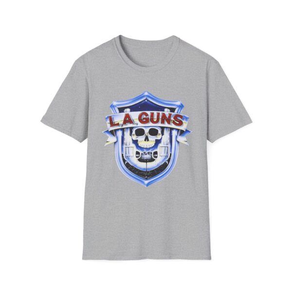 531400525142243591_2048.jpeg LA Guns Skull Shield T-Shirt | Rock Band Logo Tee