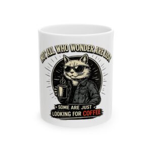 5788751935355259146_2048.jpeg Cool Cat with Coffee mug | Cat holding coffee, 'Some are just looking for coffee' 11oz