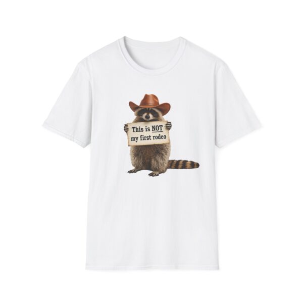 6146659504371926657_2048.jpeg Raccoon Cowboy T‑Shirt — "This Is NOT My First Rodeo" Funny Western Tee