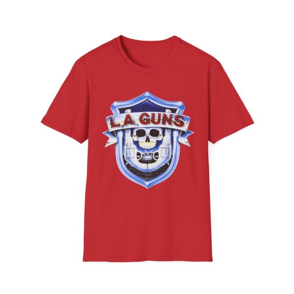 8146959912279525197_2048.jpeg LA Guns Skull Shield T-Shirt | Rock Band Logo Tee