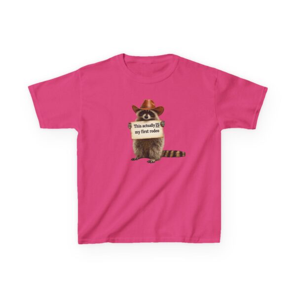 9762850706904163649_2048.jpeg Kids Raccoon Tee "This Actually Is My First Rodeo" – Funny Western Children's T-Shirt