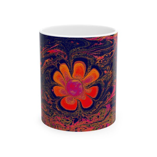 Psychedelic Flower Ceramic Mug — Retro Swirl Art Coffee Cup (11oz, 15oz)