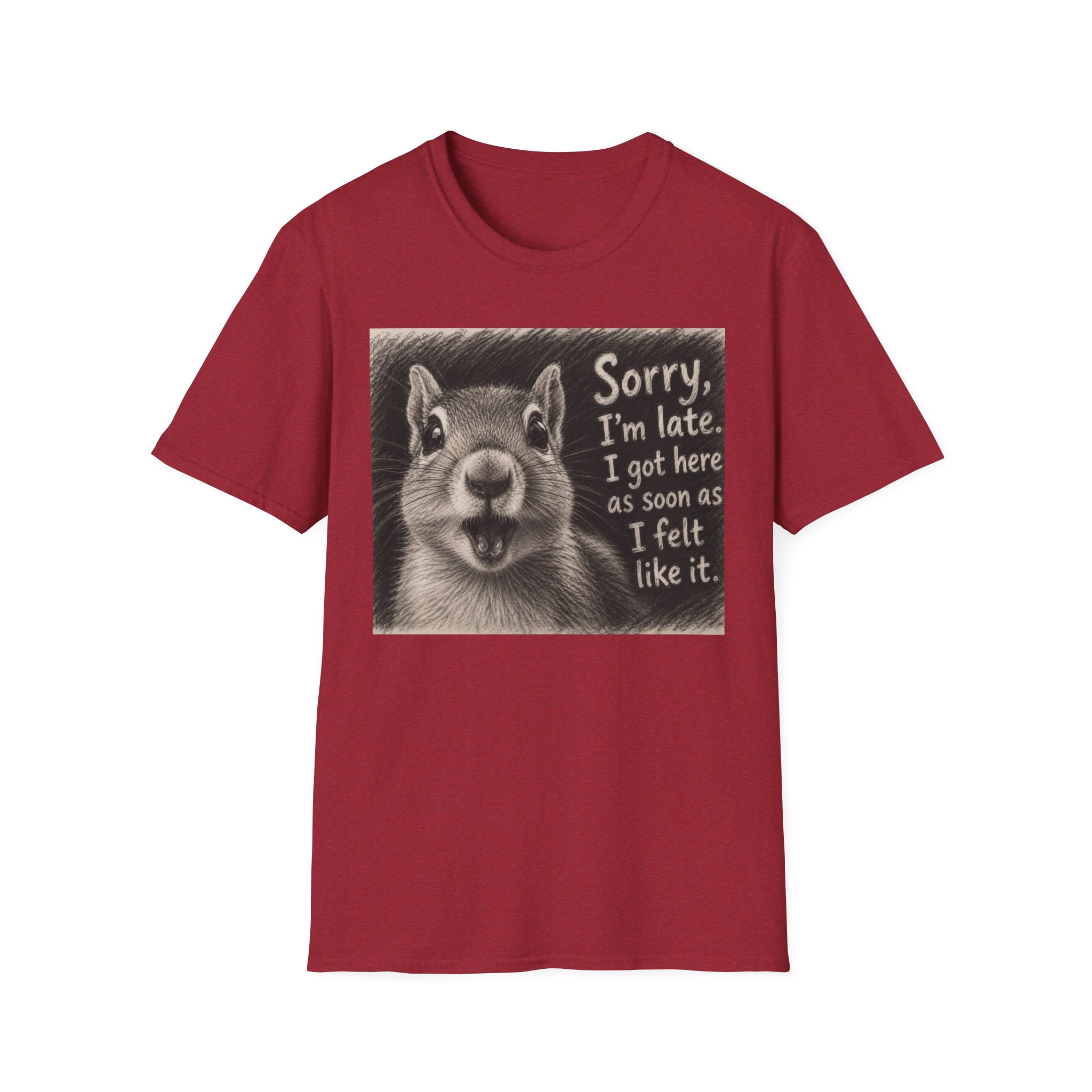 T‑Shirt — "Sorry I'm Late" Funny Squirrel Graphic Tee - Image 7