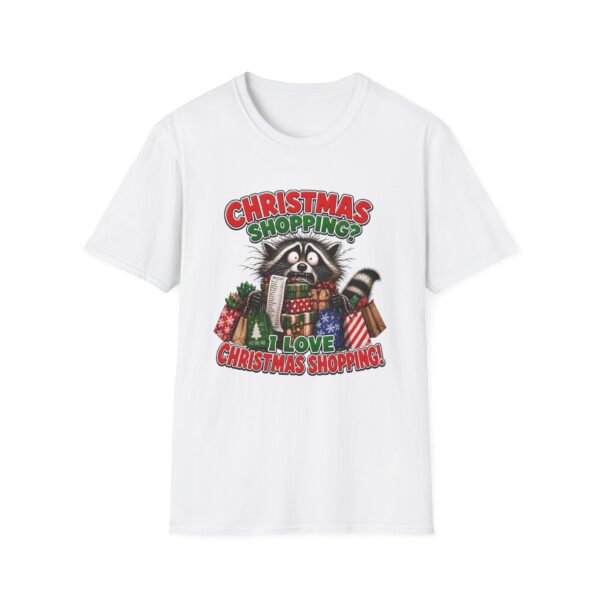 Funny Christmas Shopping T-Shirt – Frazzled Raccoon Holiday Humor Shirt