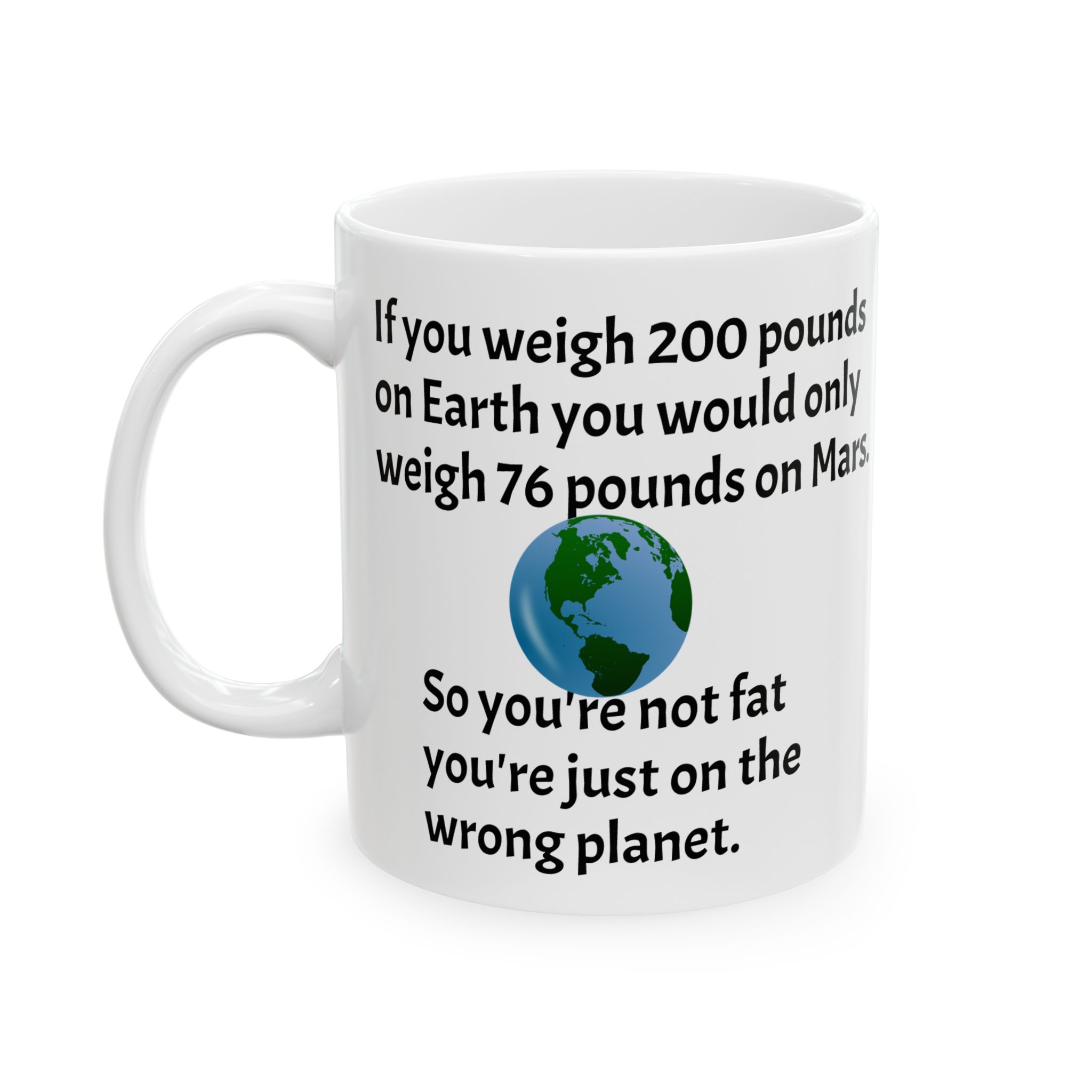 Ceramic Mug — Funny Mars Weight Joke Coffee Cup (11oz & 15oz)