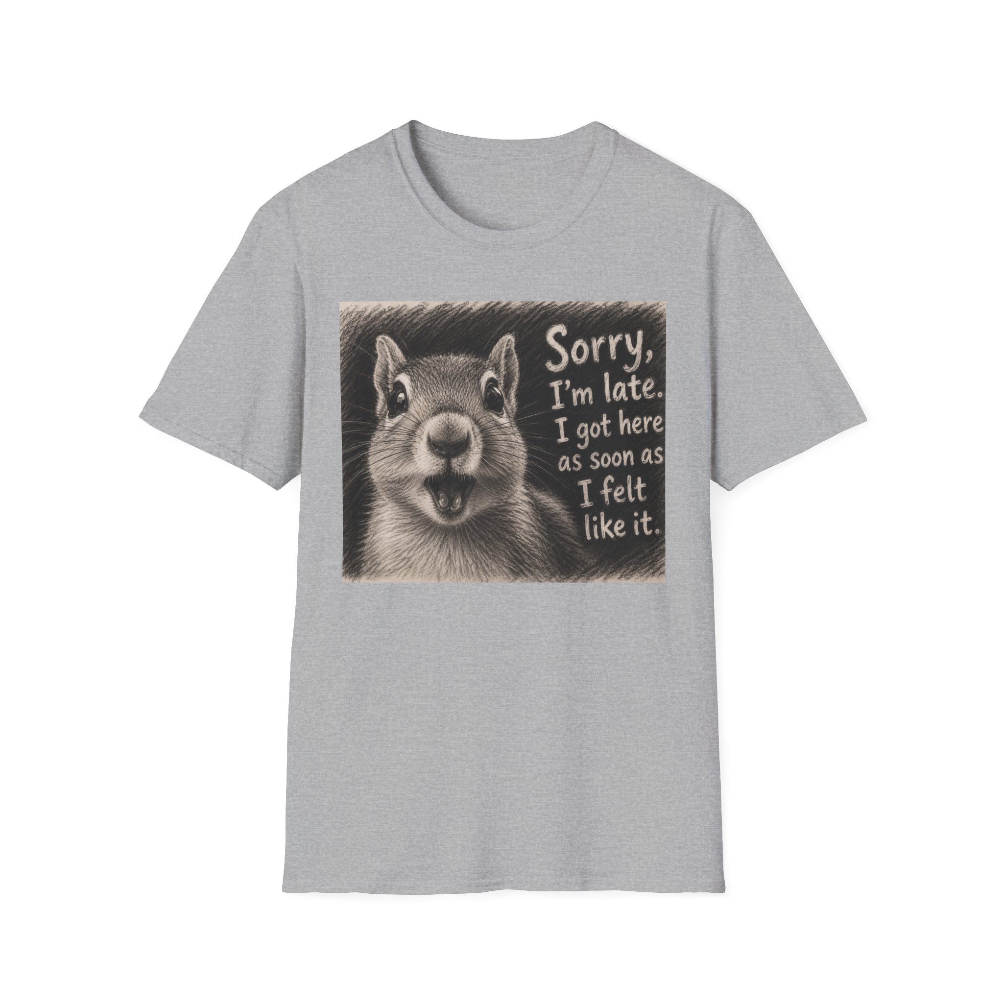 T‑Shirt — "Sorry I'm Late" Funny Squirrel Graphic Tee - Image 3