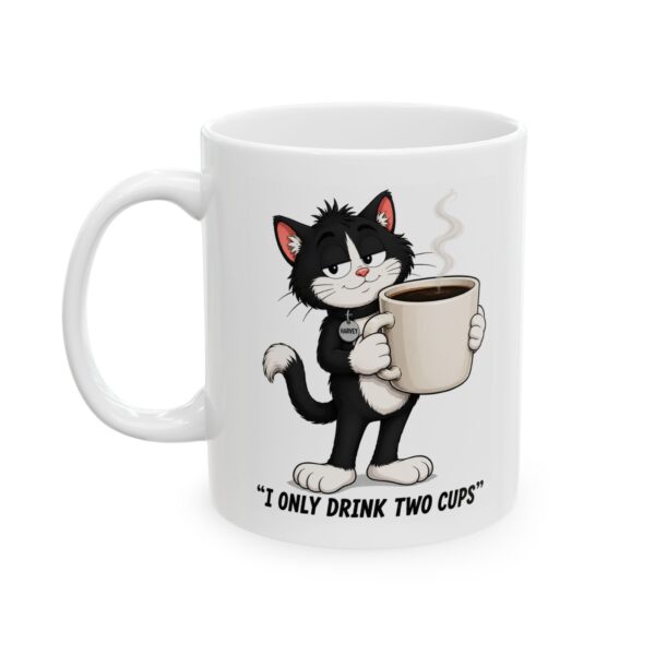 Harvey the Cat Coffee Mug – "I Only Drink Two Cups" Ceramic Coffee Mug (11oz & 15oz)