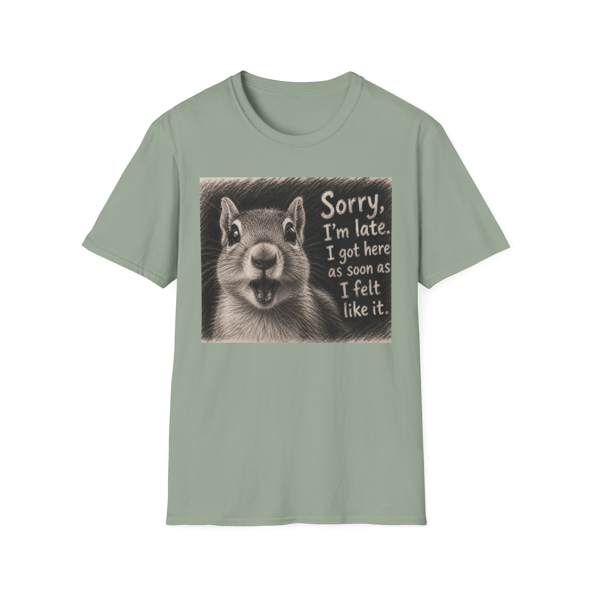 T‑Shirt — "Sorry I'm Late" Funny Squirrel Graphic Tee - Image 4