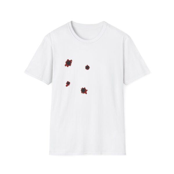 Gunshot Wound T-Shirt – Realistic Bullet Hole & Blood Stain Print | Novelty Halloween Costume Tee