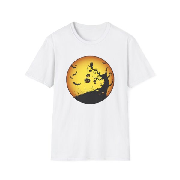 Halloween Moon Silhouette T-Shirt – Spooky Cat, Bats & Pumpkin Design – Vintage Halloween Graphic Tee