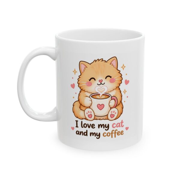 "I Love My Cat and My Coffee" Mug – Cute Cat Lover Coffee Cup (11oz, 15oz)